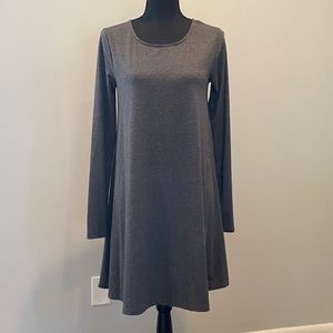 Grey Long Sleeve Swing Dress